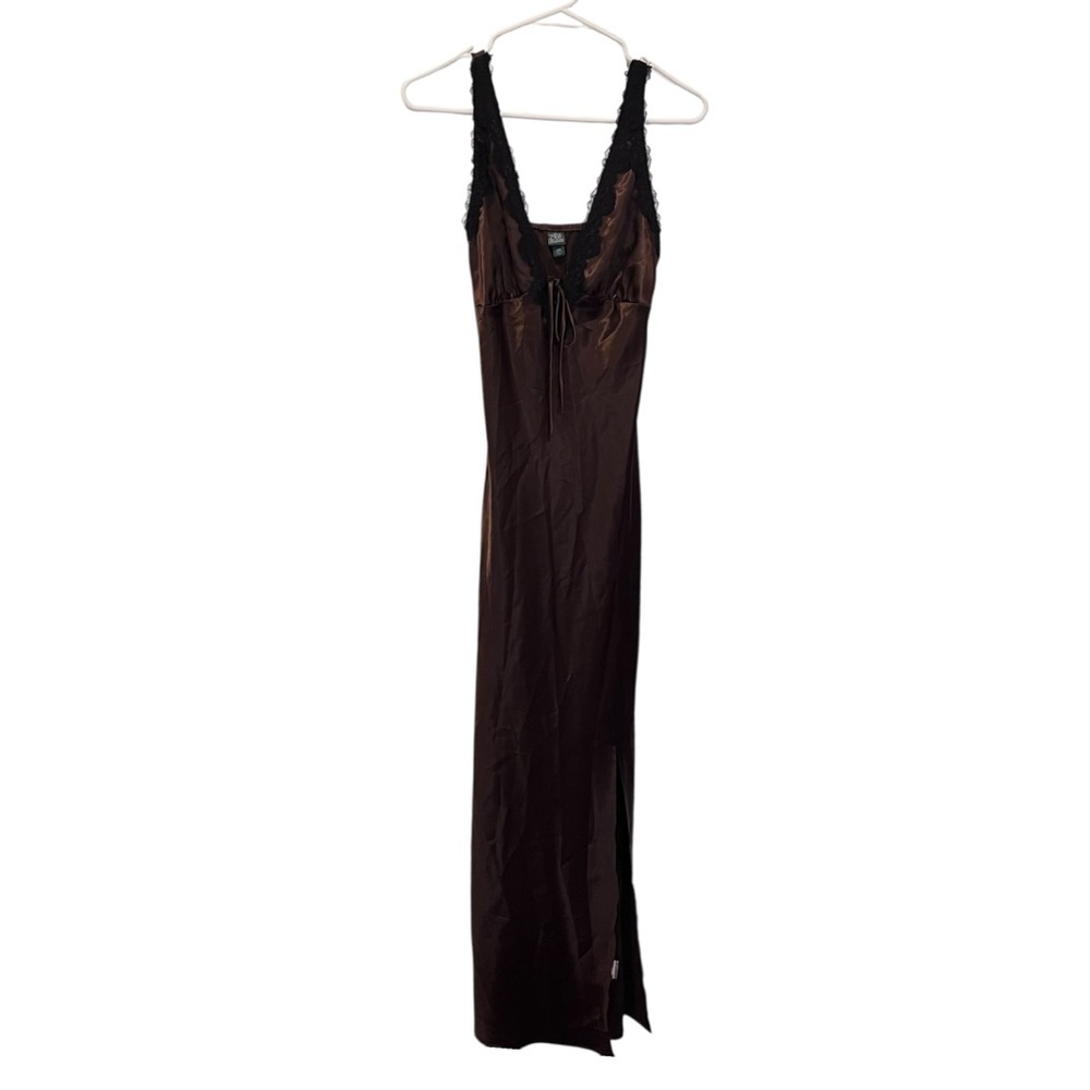 wild fable brown black lace trim v neck maxi dress fairy gnome grunge ecogoth - Picture 3 of 12